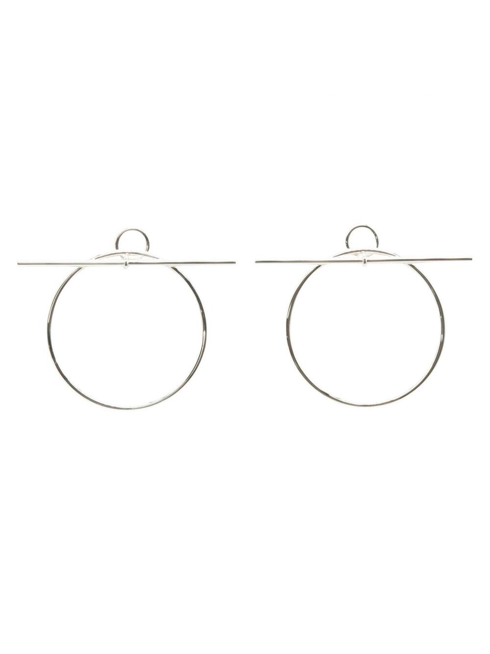 Hermes Loop Pierced Earrings Silver #339256H10B